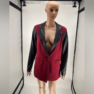 Women's Red and Black Blazer Jacket